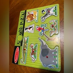 Melissa & Doug Sound Puzzle - Green with Colorful Animals